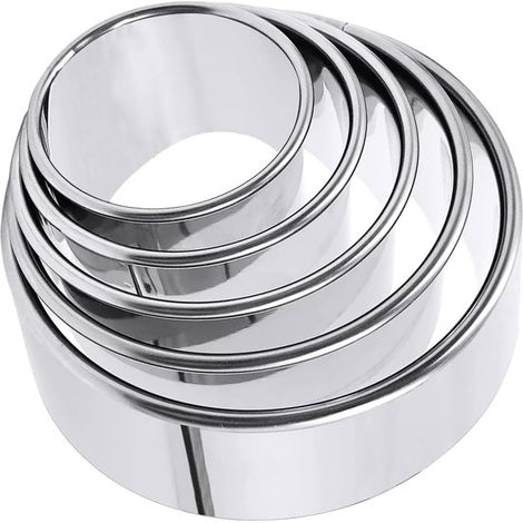 Lot de 5 Emporte-pièce, Acier inoxydable, Diamètre 40-80mm, Bords arrondis, Pâtisserie et Loisirs créatifs
