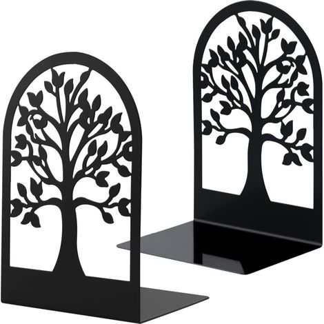 Serre-livre en métal robuste – Anti-rayures avec coussinets antidérapants – Design élégant en forme d'arbre – Pour bureau et maison (1/5)