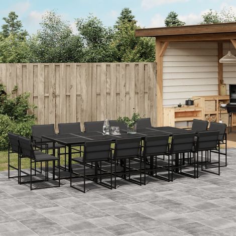 Ensemble à manger de jardin avec coussins 15 pcs-Salon de jardin noir textilène 774230 (1/5)