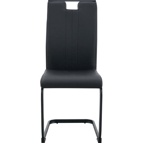 ELVMI Lote de 2 Sillas con Respaldo Curvo, Soporte Ergonómico y Patas Antideslizantes, PU, Negro (1/5)