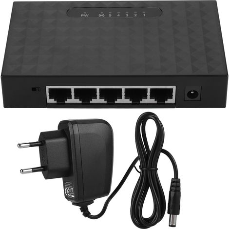 Commutateur réseau Ethernet 5 ports 10/100Mbps, VLAN, RJ45, avec chargeur et prise EU (1/5)