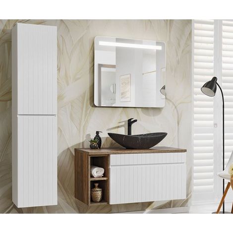 Ensemble meuble vasque + 3 éléments - 100 cm - Emblematic White - Livraison gratuite