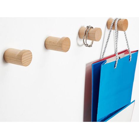 Wandhaken aus Naturholz – 4er-Pack – Moderne Wandhaken – Handgefertigte dekorative Wäscheklammern aus Holz – Minimalistische Haken zum Aufhängen von Hüten und Mänteln
