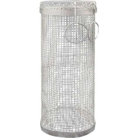 Panier Barbecue - Cylindre Acier Inoxydable - Pour Grill Extérieur Gaz Charbon Électrique - 2 Pièces (Petit 19,8 cm + Grand 30 cm) (1/4)