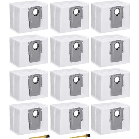 12er-Pack Staubbeutel für Roborock Staubsauger S7/S7 Plus/S7 MaxV Ultra/Q7+/Q7 Max+/Q5/Einweg-Ersatzteilset für Staubsauger, Staubbeutel mit großem Fassungsvermögen und 2 Bürsten