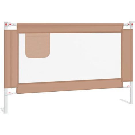 Barandilla de seguridad cama de niño gris taupe tela 120x25 cm vidaXL
