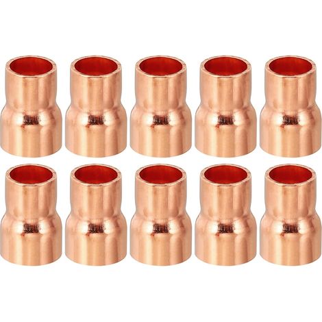 1/2" à 3/8" ID Réducteur de Cuivre, 10Pcs 99,9% Cuivre Pure Adaptateur de Connecteur de Tube de Raccord de Pression de Couplage Réducteur avec Connexion de Soudure à la Sueur (1/5)