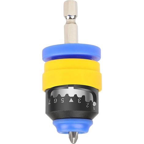 Porte-embout de tournevis Butée de profondeur réglable sur 7 niveaux pour vis – Adaptateur magnétique avec embout hexagonal pour travaux de forage, menuiserie, bricolage (1/5)