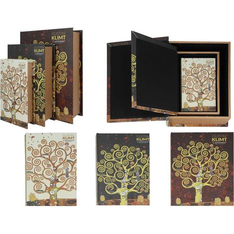 Carmani, 3 scatole di cartone/imitazioni di libri - Gustav Klimt/Albero della Vita (set) (1/2)