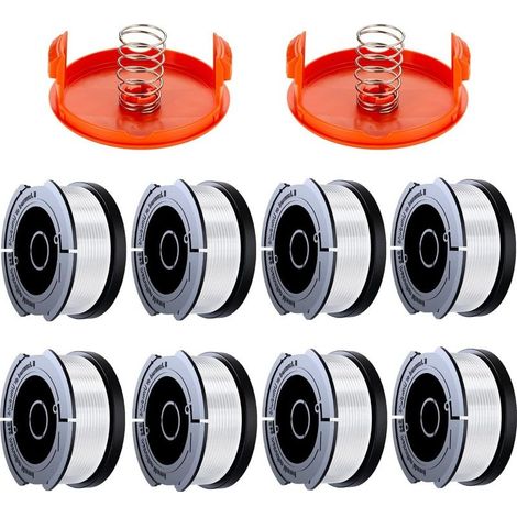 Pack Trimmer Line Spool Compatible with Black & Decker Trimmers, A6481 A6485 1.65mm Trimmer Line Spool (8 Trimmer Lines, 2 Covers, 2 Springs) (1/5)