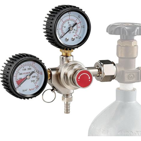 1 Réducteur de Pression CO2, 2 Manomètres, Laiton et Acier Inoxydable, Raccord W21,8, pour Bière et Sodas (1/5)