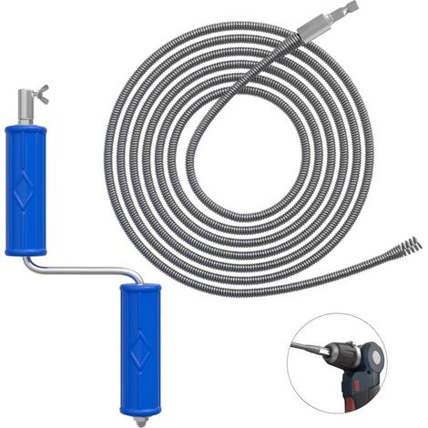 Drain cleaner 5 m, diameter 6 mm, drain cleaning spiral, cleaning spiral with power and hand adapter, spiral sewer cleaning rod (5 m) MUMU (1/4)