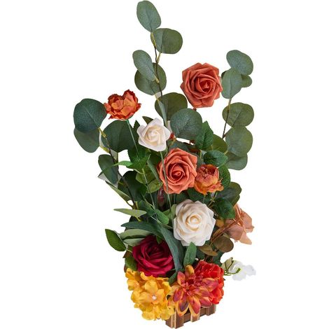 Décorations Florales Artificielles Debout 4 PCS, Centre de Table Floral Orange 450 mm pour Mariage et Événements Extérieurs (1/5)