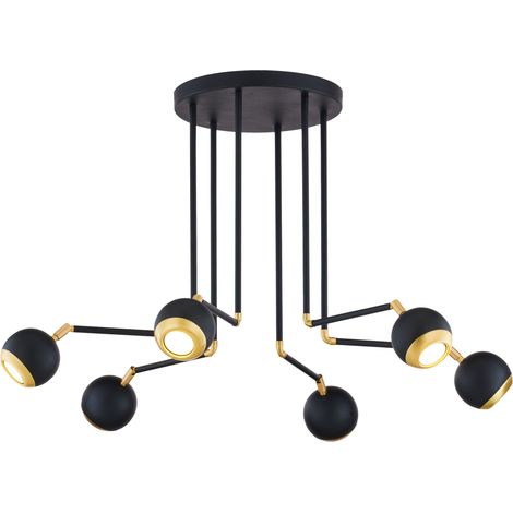 Plafoniera moderna tonda nero-oro spot 6xGU10 Vilar Jupiter (1/4)