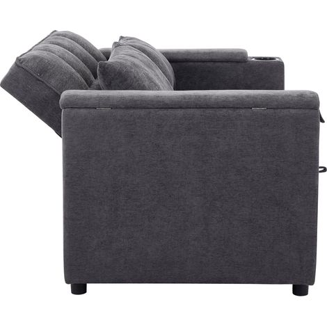 140,5 7482 cm. Canapé convertible 3-en-1. Housse d’assise réglable. Équipement USB. Canapé avec deux places assises. Liture pliable. Meuble équipé d’un bureau caché, de supports pour boissons. Couleur (1/5)