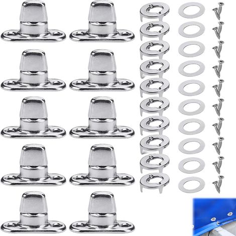 Lot de 10 Fermetures Rotatives avec 20 Vis en Acier Inoxydable, Loquets Pivotants Métal avec Œillets Ovales pour Bâche, Toile, Tente, Rideau, Sac, Cuir et Réparation DIY (1/5)