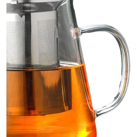 1300 ml hitzebeständige, transparente Teekanne aus gehärtetem Glas mit ergonomischem Griff für losen Tee und Blüten. (1/5)
