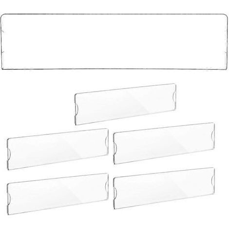 Lot de 6 supports adhésifs en acrylique pour plaques nominatives murales et de porte, transparents, pour bureaux.-20.30X5.00X0.20CM-Transparent (1/2)