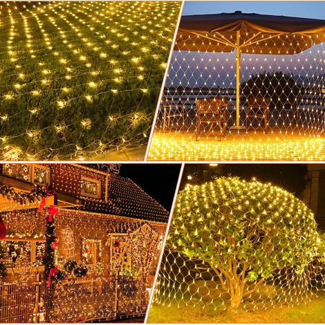 Randaco LED Illuminazione a catena luminosa a rete 8 modalità IP44 Festa di Natale all'esterno all'interno Bianco caldo 3x2M (1/5)