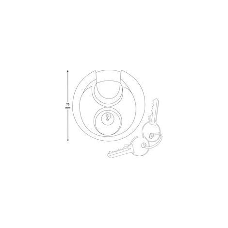 Cadenas à disque en acier inoxydable, 70 mm, avec 2 clés, résistant aux intempéries, pour une utilisation intérieure et extérieure, (1/4)