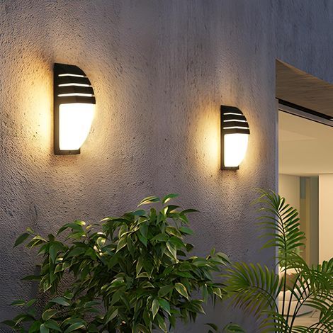 2er-Pack LED-Wandleuchte für den Außenbereich, 12 W, 1300 lm, IP65 wasserdicht, 3000 K warmweißes Licht, schwarze Wandleuchte für Hof, Garten, Schlafzimmer, Wohnzimmer, 22,5 cm x 8 cm [Energieklasse E (1/5)