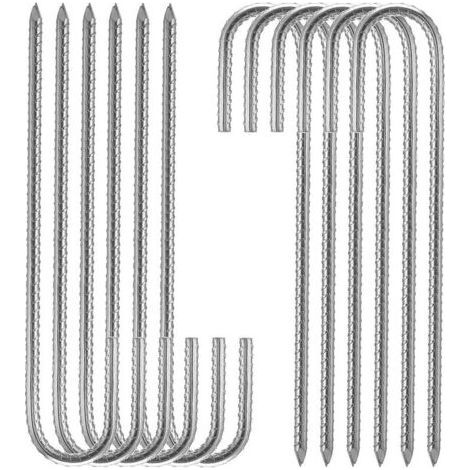 Lot de 10 piquets de fixation XL 30 cm – Sardines galvanisées en acier électrozingué pour tentes et bâches, argenté