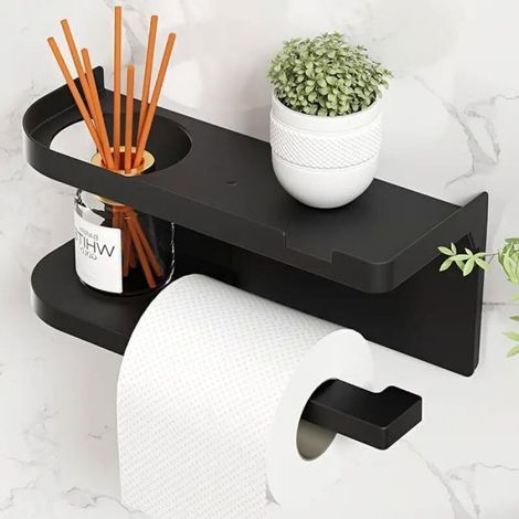 Porte-papier toilette mural - Design moderne - Rangement peu encombrant - Installation facile - Dimensions 23x8,8x6,2 cm (1/5)