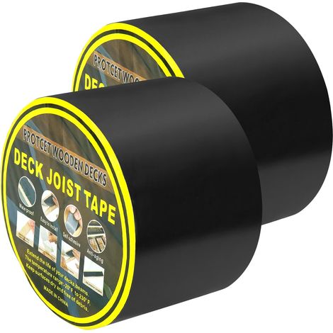 2 Rouleaux 15 m x 100 mm Ruban de protection pour bois de terrasse, ruban de masquage adhésif puissant pour sous-constructions et bois, protection fiable contre les intempéries (1/5)