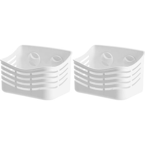 Étagère de rangement blanche pour salle bain avec ventouses, lot 2, design polyvalent et résistant (1/5)