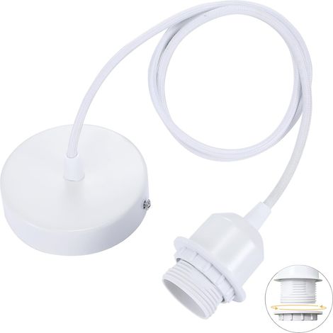 Lámpara colgante E27 con aro roscado, cable textil de 100cm, compatible con pantallas, casquillo ideal para cocina, salón (1/4)