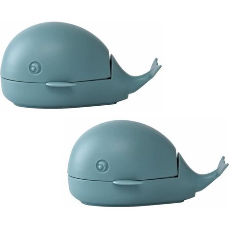 Lot de 2 accessoires salle de bain en forme de petite baleine, brosse à nettoyer et porte-savon créatifs pour cuisine et douche