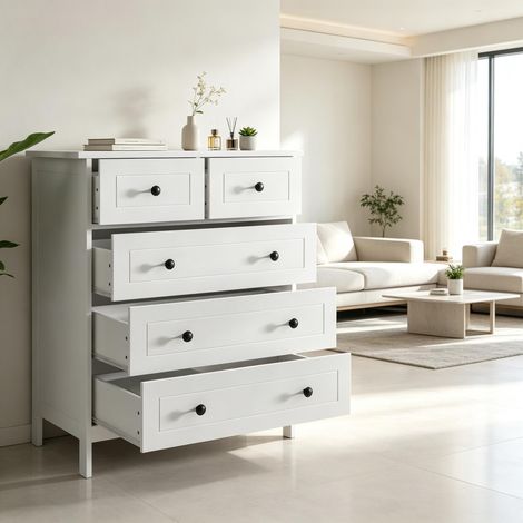 Commode pratique offrant un grand espace de rangement, meuble à tiroirs moderne à cinq compartiments, meuble compact (commode seule) (1/4)