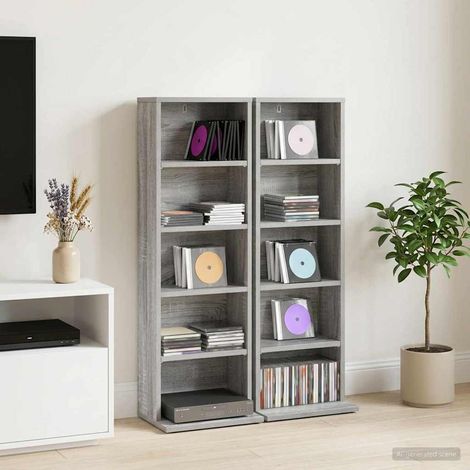 vidaXL CD Cabinet 2 pcs Grey Sonoma 33 x 23.5 x 97.5 cm (1/5)