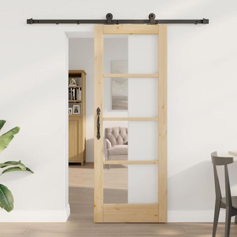 Puerta Deslizante ORKDAL Marrón 73.5 x 198.5 cm Madera y metal