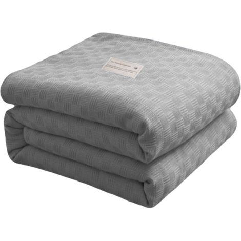 Couverture Thermique - Coton Longue Fibre - 200 x 150 cm - Pour Lit Canapé ou Sofa - Respirante Toute Saison - Gris - 1 Pièce (1/5)