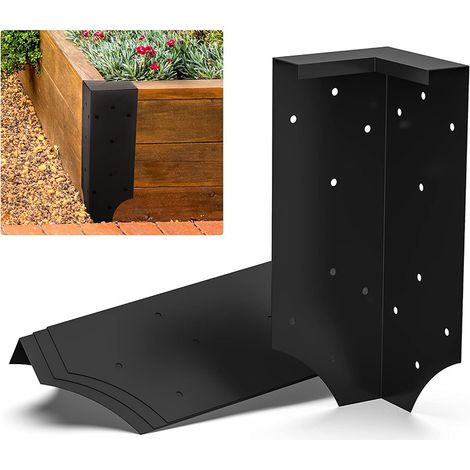 BEBUSINGOTO Lot de 4 supports d'angle en métal L pour plates-bandes surélevées de 30.48 cm avec vis, connecteurs d'angle noirs, 30,48 x 11,43 x 11,43 cm pour jardinière en bois, noir (1/5)