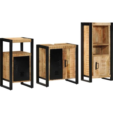 Maison Exclusive - Set di mobili per il bagno 3 pz Marrone e Nero (1/5)