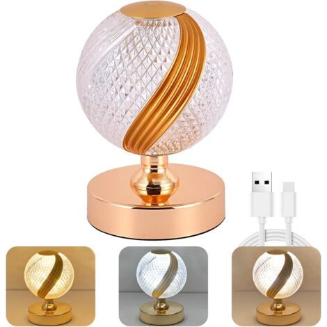 Lampe de Bureau LED, Luminosité Réglable 3 Couleurs Lampe de Bureau Extérieure, Lampe de Chevet LED sans Fil, Lampe de Bureau Acrylique pour Chambre, Bar, Salle à Manger Extérieure… (1/5)
