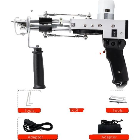 Pistolet à tufting, Fabricant de tapis électrique, Hauteur de poil réglable, Noir 2-en-1 (1/2)