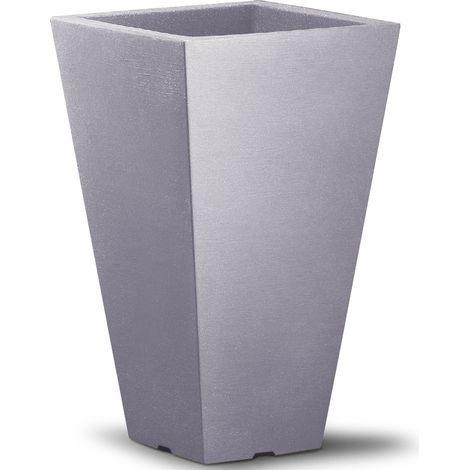 Large Plant Pot Planter Box Balcony Pots Cube Flower Box Capri 35x35x55cm Grey Brown