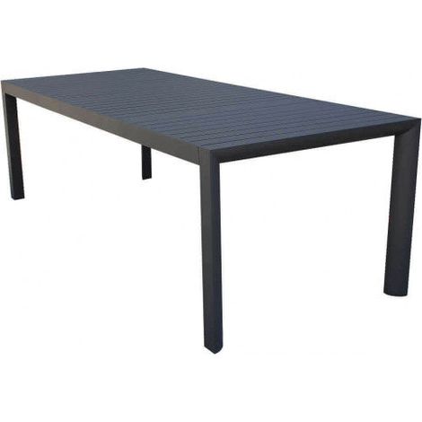 Tavolo allungabile 225/300 cm per esterno in alluminio con piano effetto doghe Katy -  Antracite (1/4)