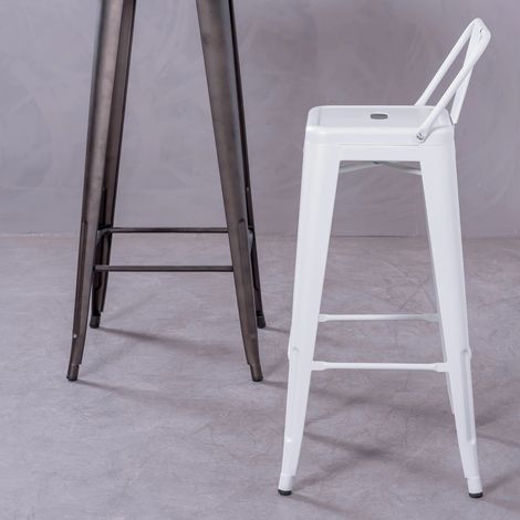 Nest Dream - Industrieller Metallhocker - Bistro - Weiß