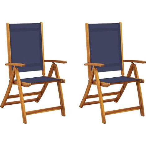 Faltbare Gartenstühle Set von 2 Akazienholz und Textilene