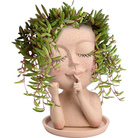 Cabeza de mujer de popurrí con innovador sistema de drenaje Figura de resina de 23 x 16 x 14 cm Disponible en 2 colores (1/5)