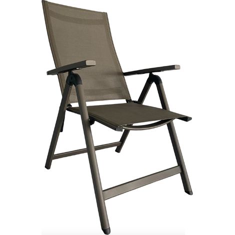 Chaise de jardin pliante réglable - 7 positions - Marron café (1/5)