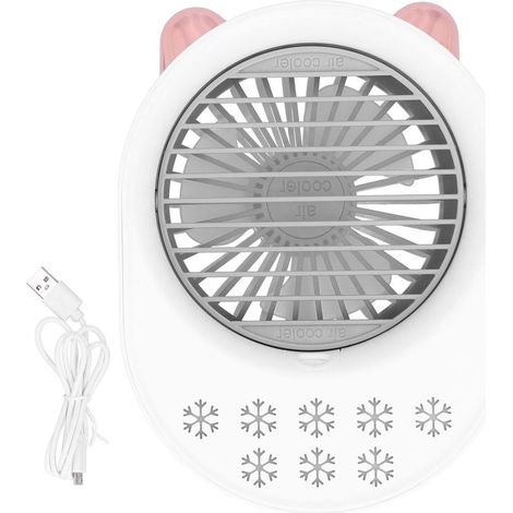 Ventilateur Rafraîchissant USB Portable 200 ml pour Bureau et Études – Humidificateur Silencieux Blanc – Climatiseur d’Air Compact (1/4)