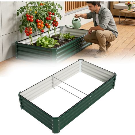 TolleTour Hochbeet Metall 160x90x30cm Gartenbeet Verzinkt Pflanzkasten für Gemüse & Kräuter, Stabiles Hochpflanzbeet Wetterfest Bodenlos mit Stützstange, Schwarz