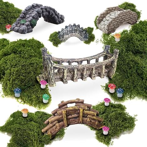 Pont Miniature, Étang pour Aquarium, Figurines de Jardin Féérique Extérieur, Statue de Pierre, Fournitures Miniatures (1/5)