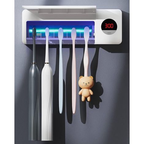 Esterilizador de cepillos de dientes UV, carga de 2000 mAh, función de temporizador, organizador de cepillos de dientes para mujer (blanco) (1/5)