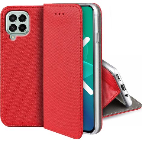 Étui magnétique intelligent pour Samsung Galaxy M53 5G, rouge (1/5)